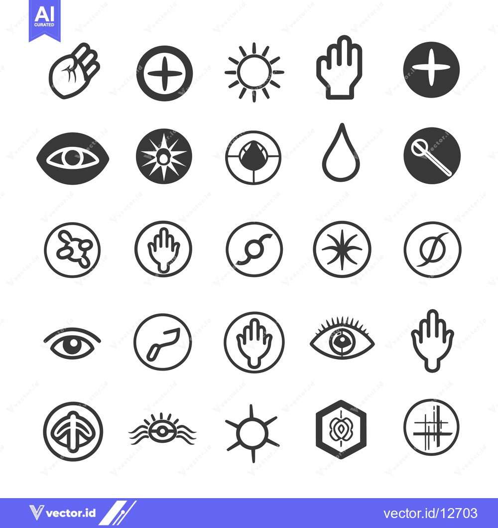 Premium Vector dari A Collection of 25 Unique Black and White Symbols and Icons