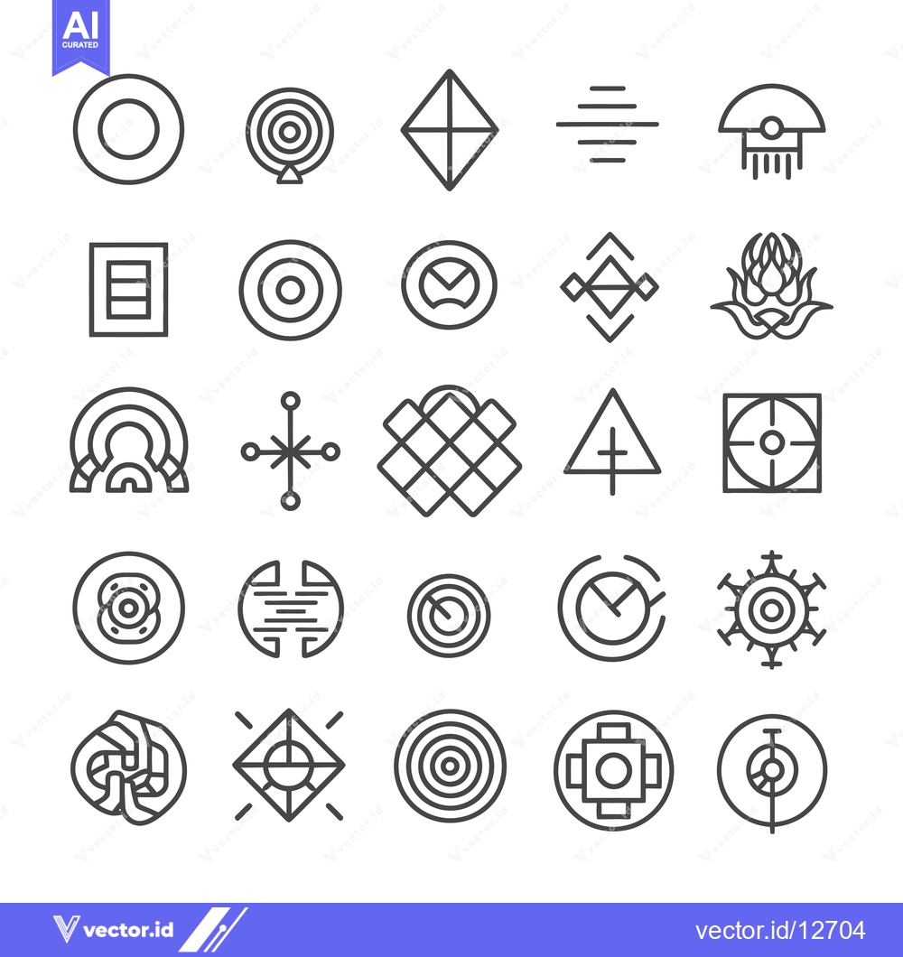 Premium Vector of A Collection of 25 Unique Geometric Line Art Icons