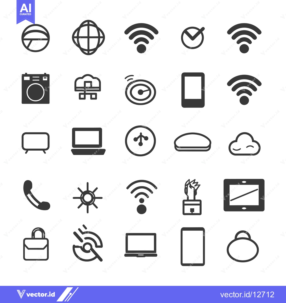 Premium Vector of A Collection of 28 Black and White Technology Icons