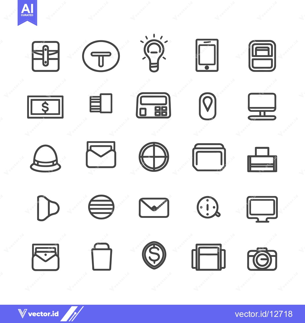 Premium Vector dari A Collection of 28 Line Art Icons Depicting Various Objects and Concep