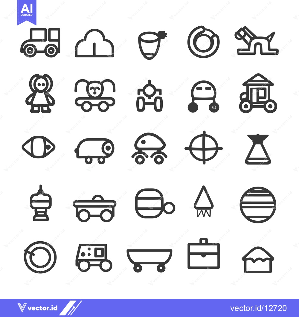 Premium Vector dari A Collection of  28 Line Art Icons Depicting Various Vehicles and Obje