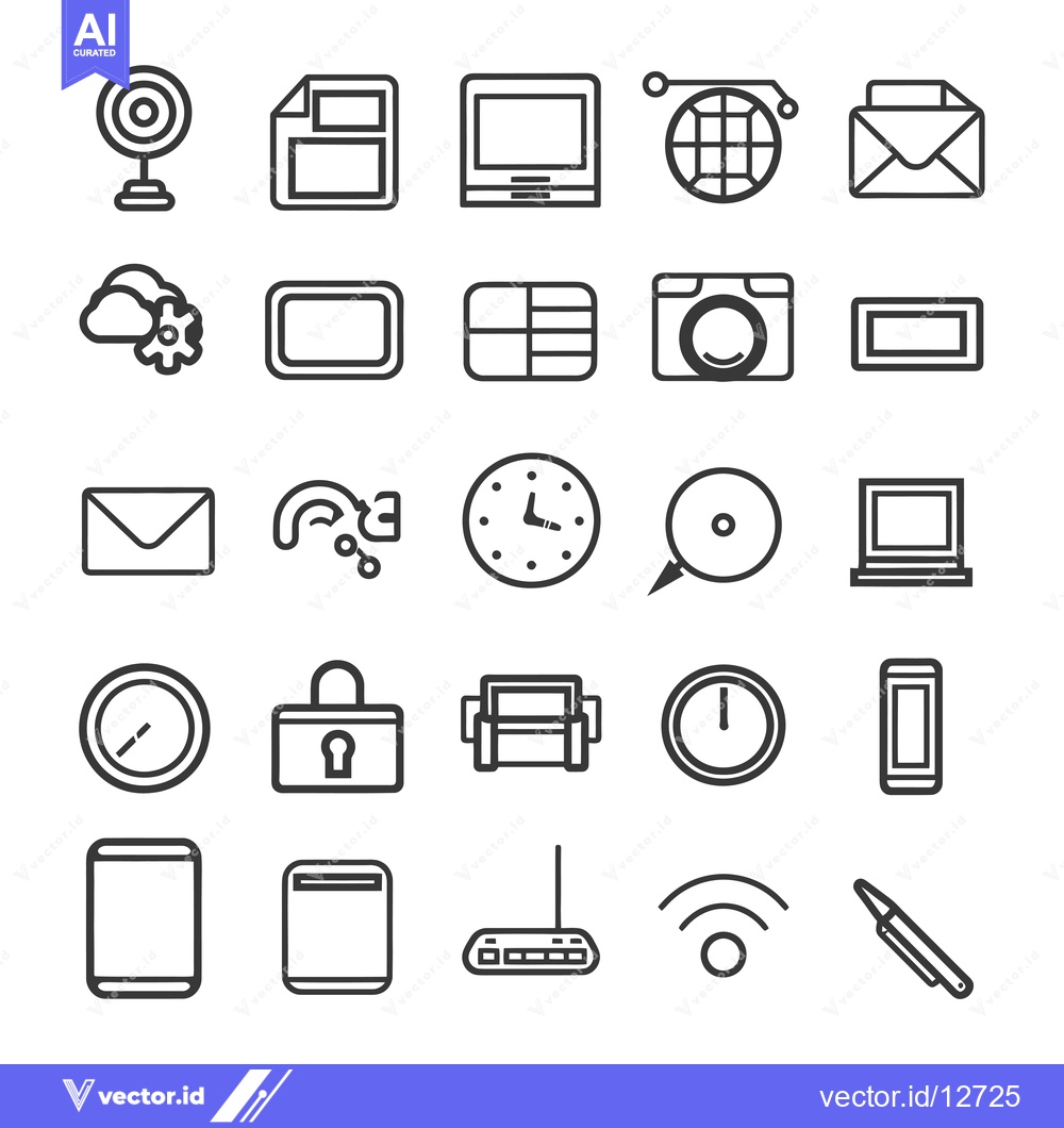Premium Vector dari A Collection of 28 Line Icons Representing Technology and Communicatio