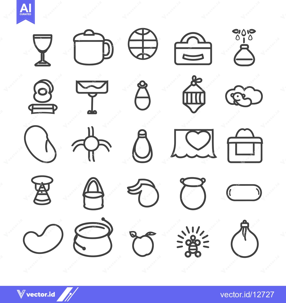 Premium Vector dari A Collection of 28 Outline Icon Drawings of Various Objects