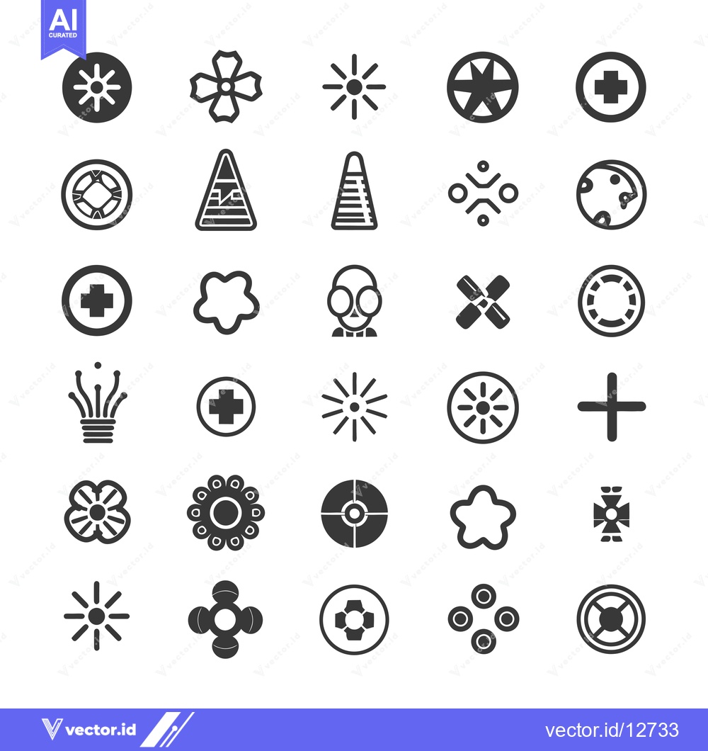 Premium Vector dari A Collection of 30 Abstract Geometric Shapes in Black and White