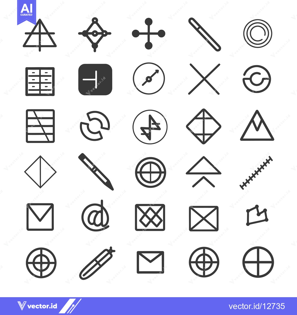 Premium Vector of A Collection of 30 Diverse Geometric Shapes and Symbols