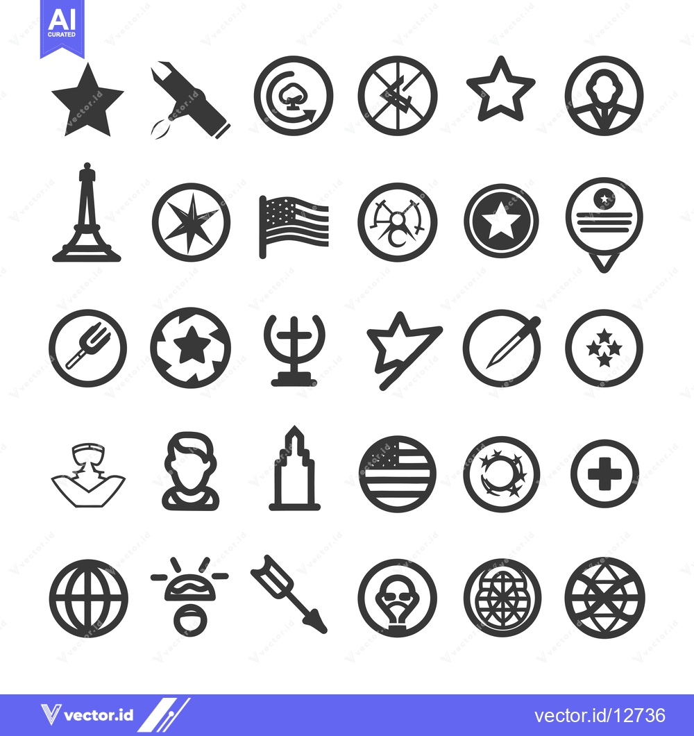 Premium Vector of A Collection of 30 Diverse Symbols and Icons