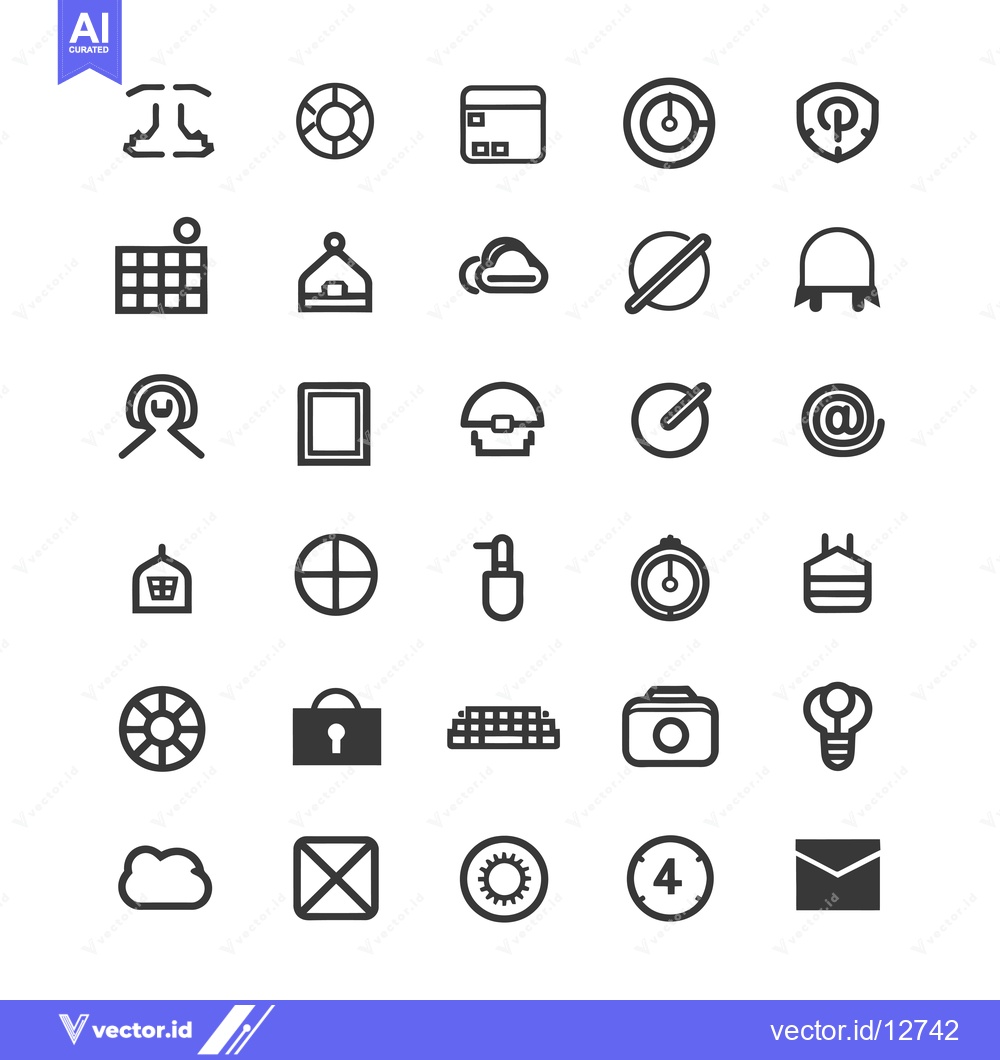 Premium Vector of A Collection of 30 Simple Black and White Icons