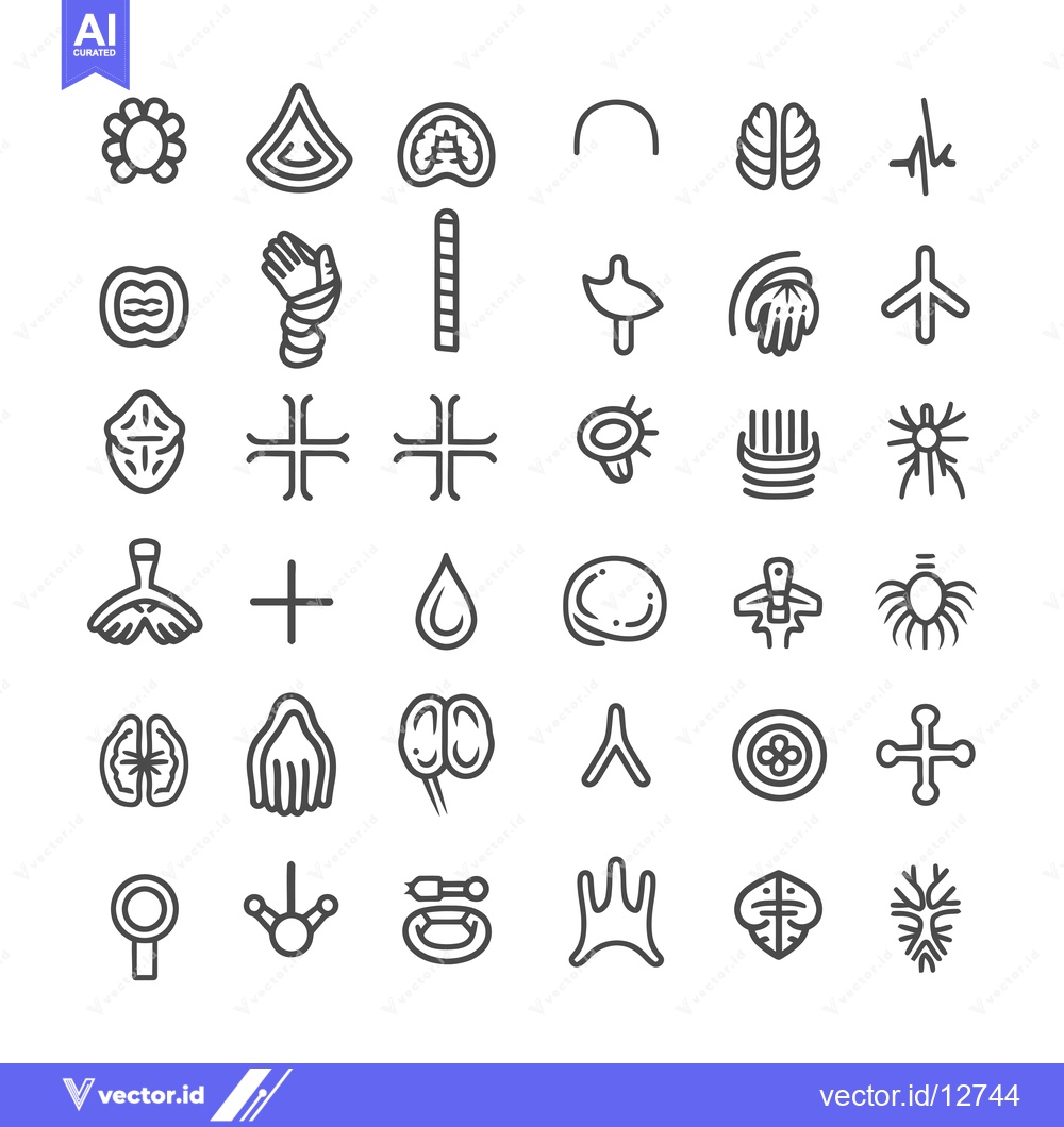 Premium Vector dari A Collection of 32 Unique Abstract Line Art Symbols