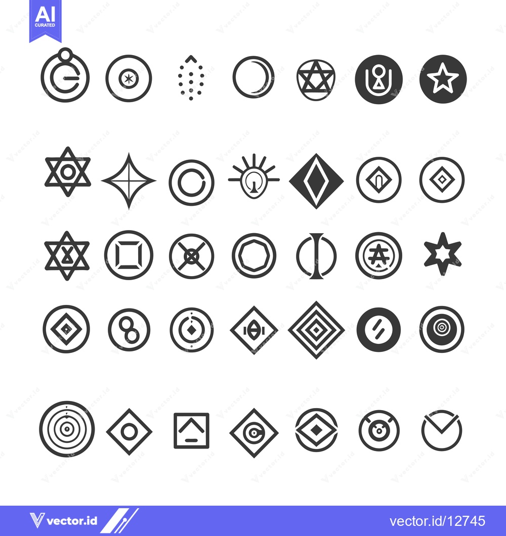 Premium Vector of A Collection of 36 Abstract Geometric Symbols and Icons