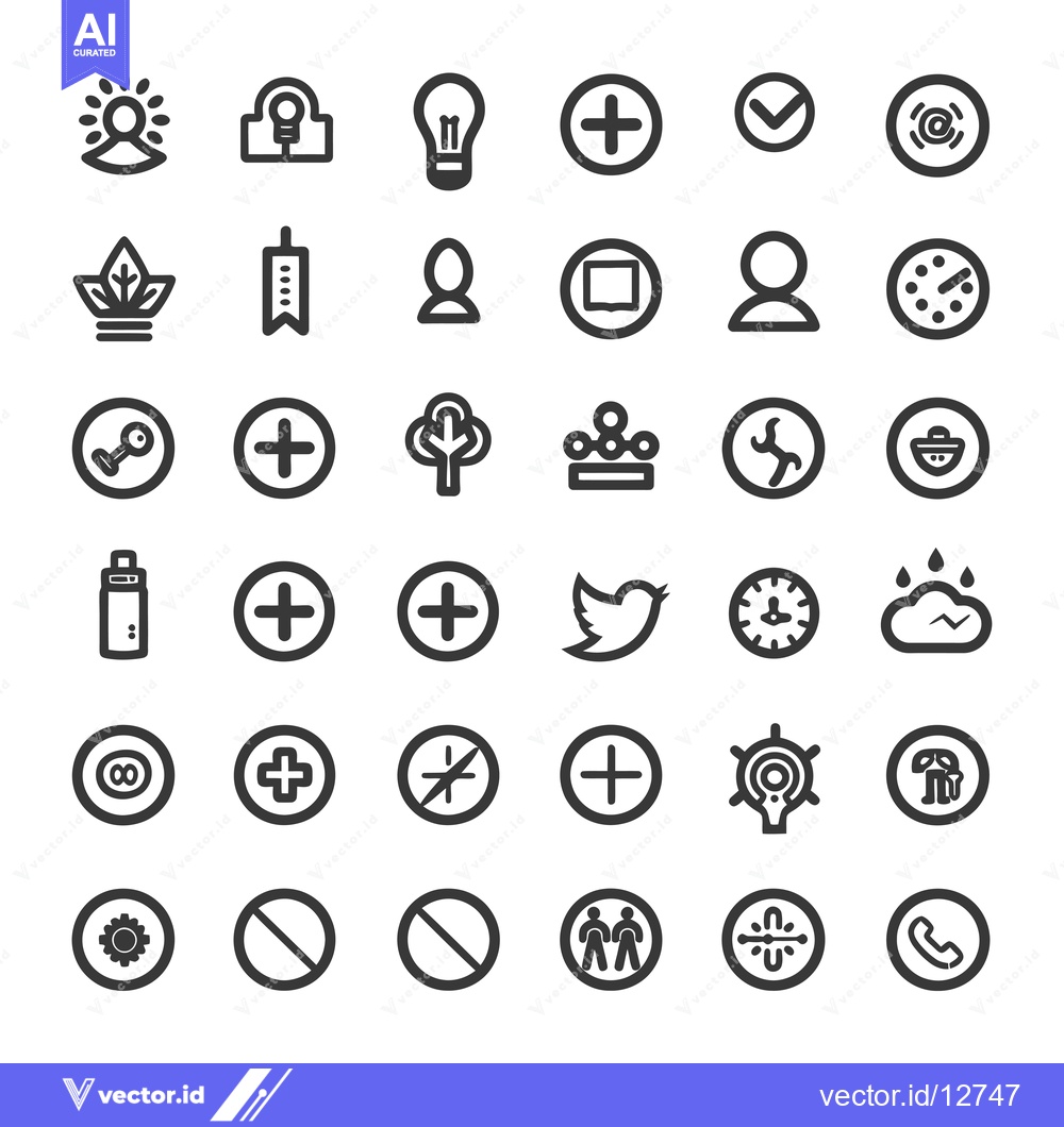Premium Vector dari A Collection of 36 Black and White Outline Icons
