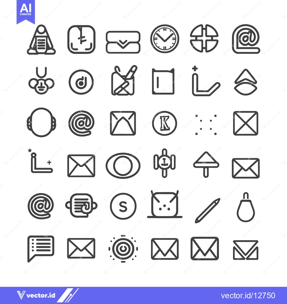 Premium Vector dari A Collection of 36 Line Art Icons Related to Communication, Technology