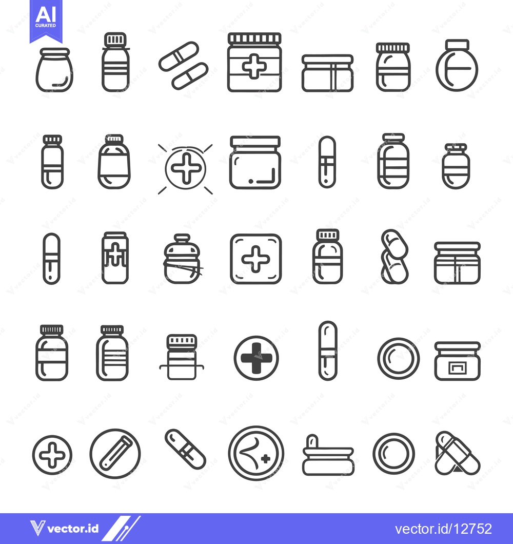 Premium Vector dari A Collection of 36 Line Art Illustrations Depicting Various Medical an