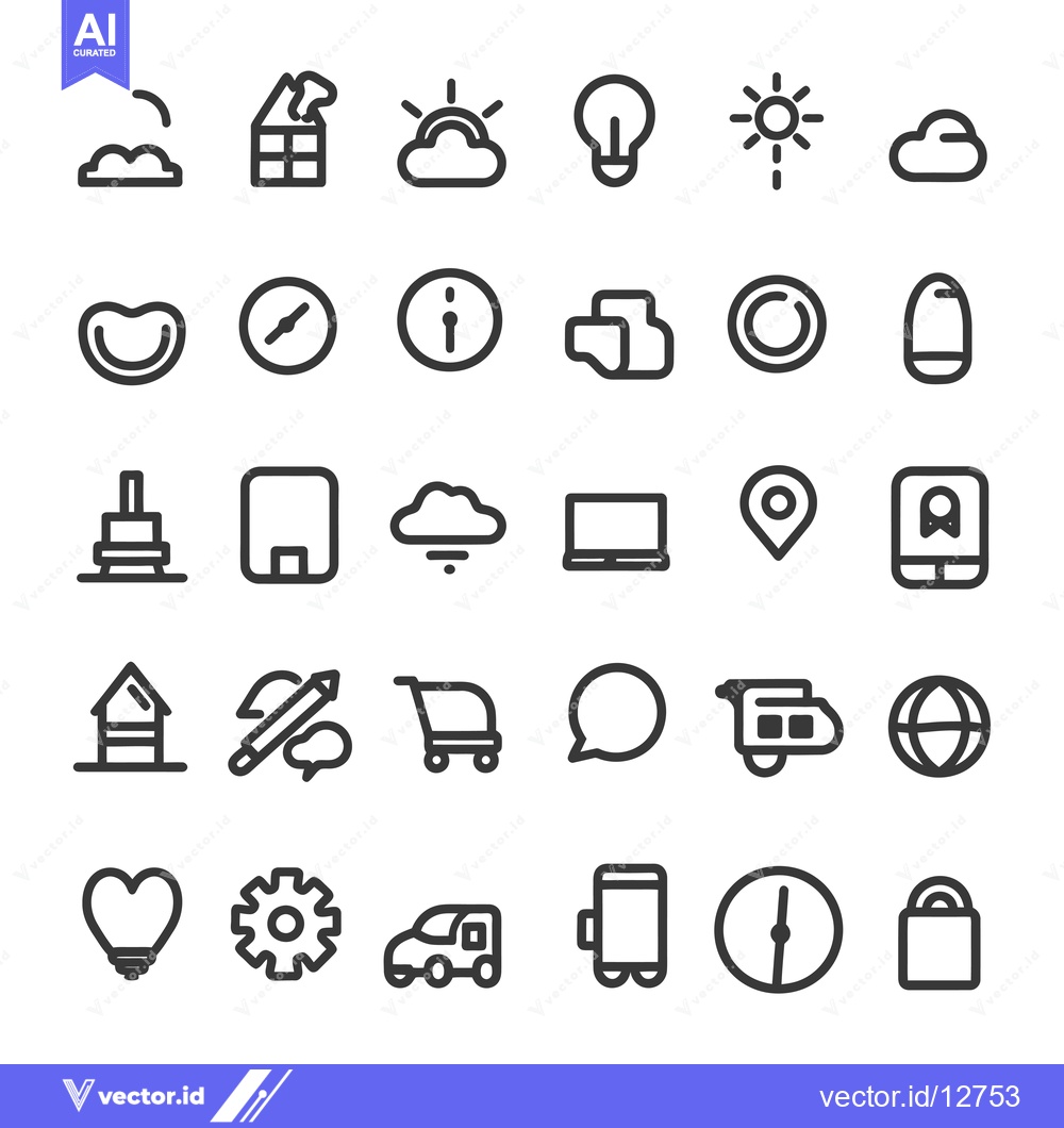 Premium Vector of A Collection of 36 Line Icons Representing Various Concepts