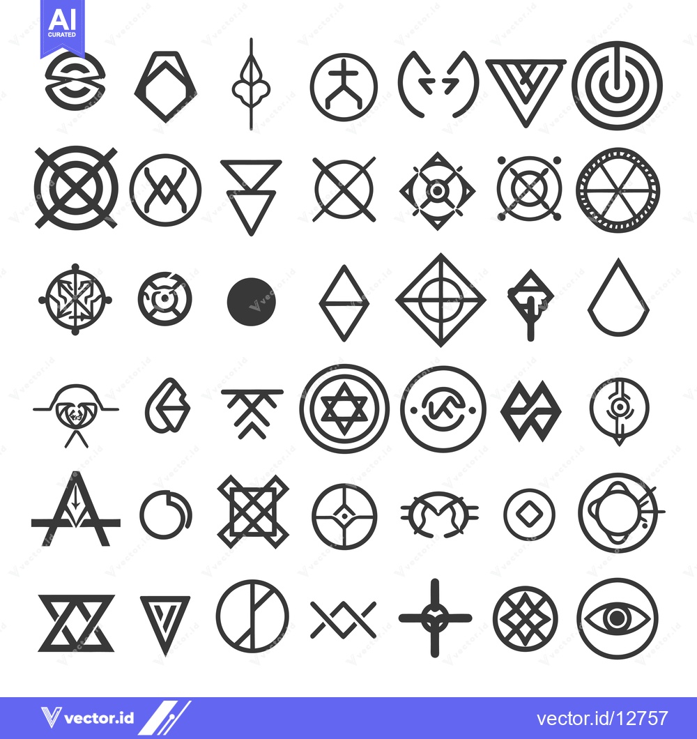 Premium Vector of A Collection of 40 Geometric Shapes and Symbols
