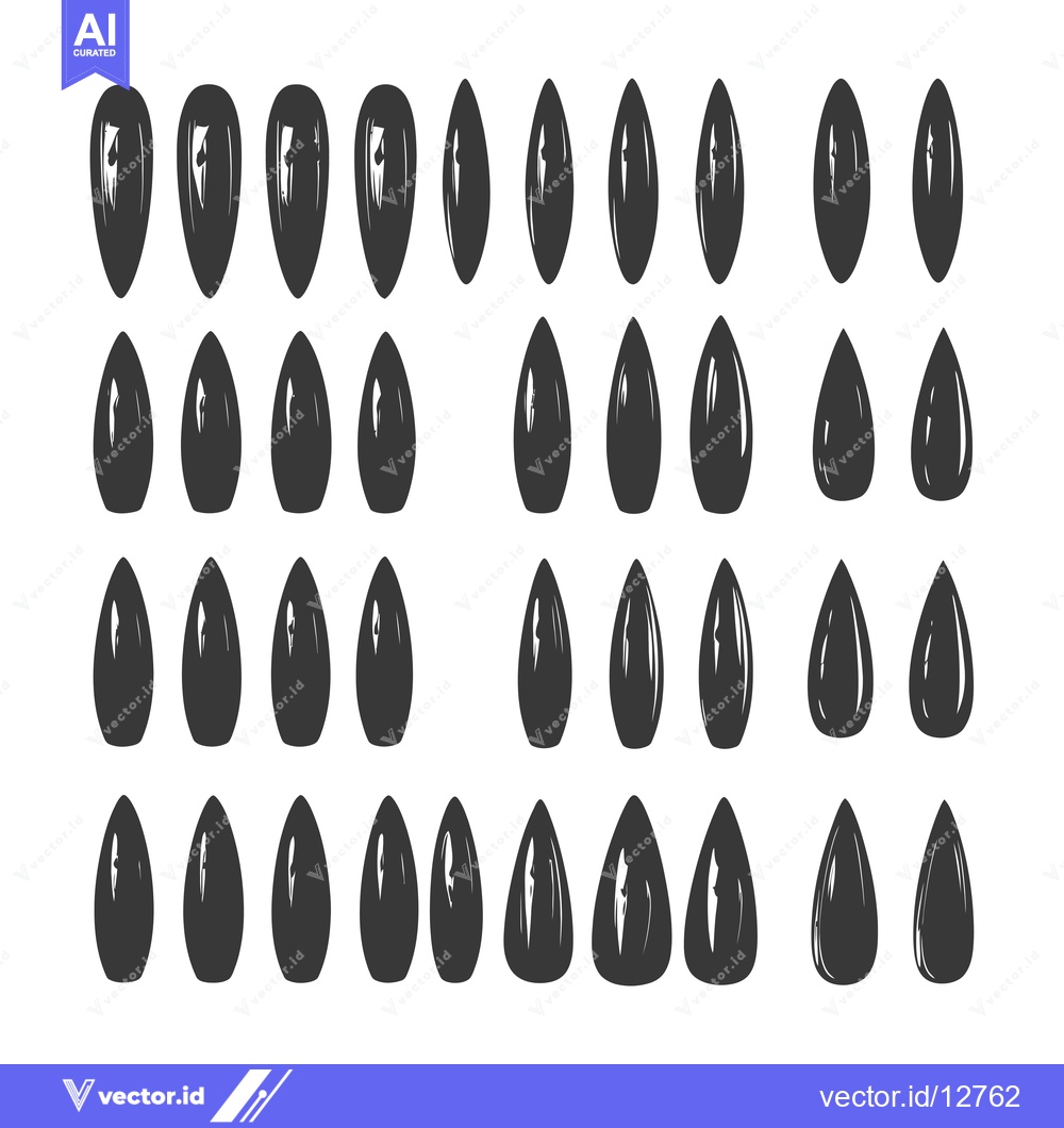 Premium Vector dari A Collection of 48 Hand-Drawn Black and White Sunflower Seed Silhouett