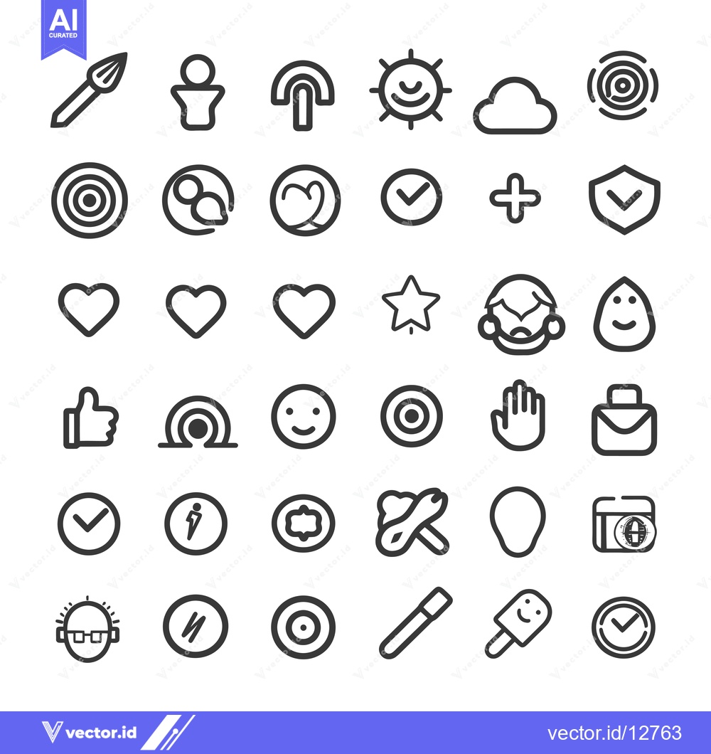 Premium Vector of A Collection of 48 Line Art Icons