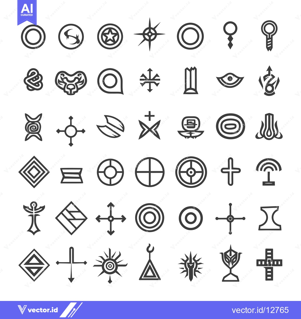 Premium Vector dari A Collection of 48 Unique Abstract Symbols and Icons