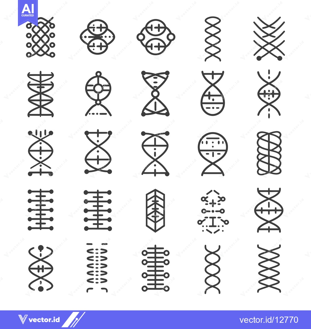 Premium Vector dari A Collection of Abstract DNA-Like Line Art Symbols