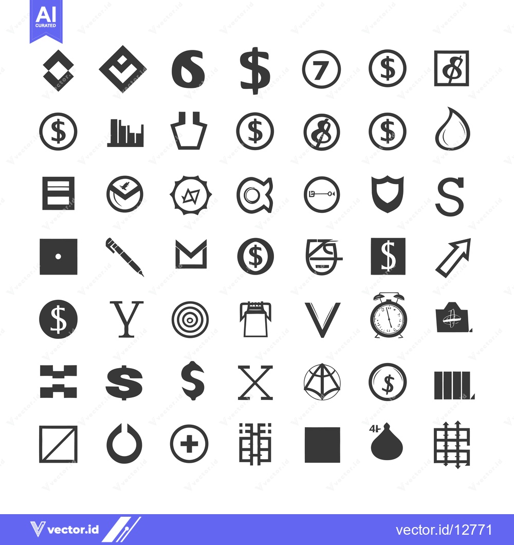 Premium Vector dari A Collection Of Abstract Geometric Shapes And Icons 37721