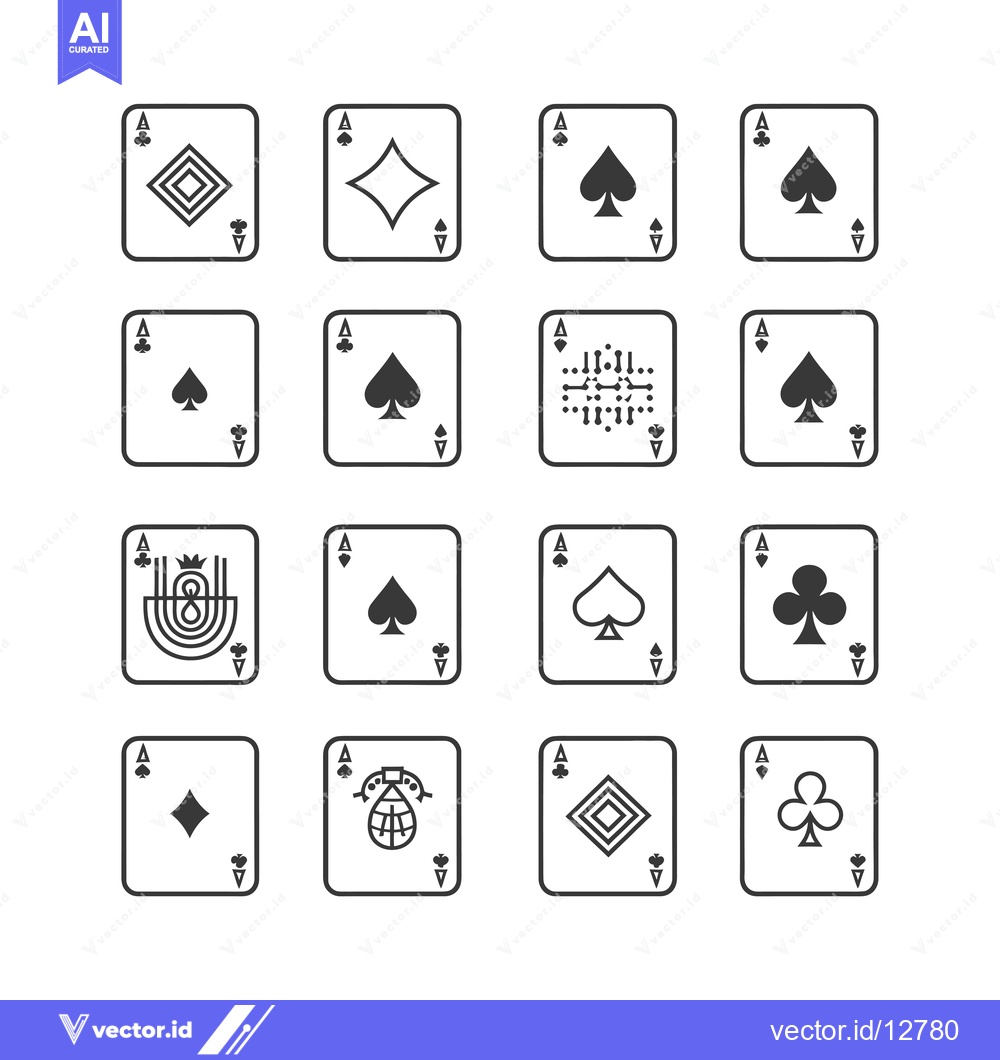 Premium Vector dari A Collection of Ace Playing Cards with Unique Suit Designs