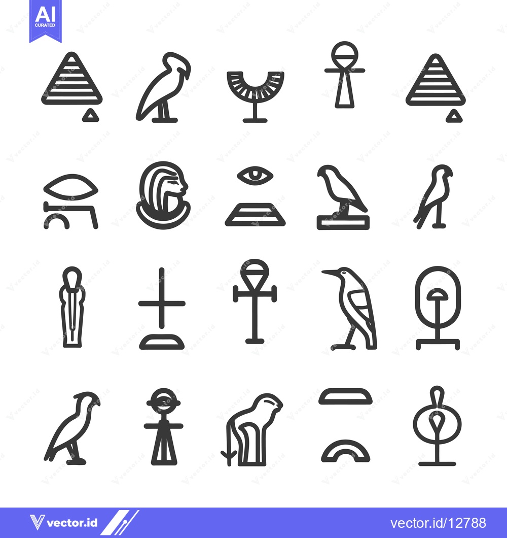 Premium Vector dari A Collection of Ancient Egyptian Hieroglyphic Symbols