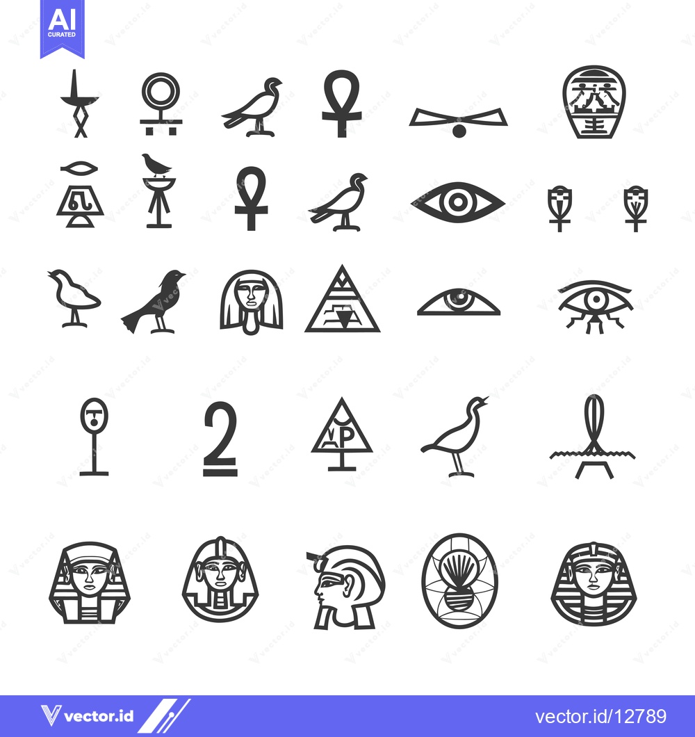 Premium Vector dari A Collection of Ancient Egyptian Hieroglyphs and Symbols