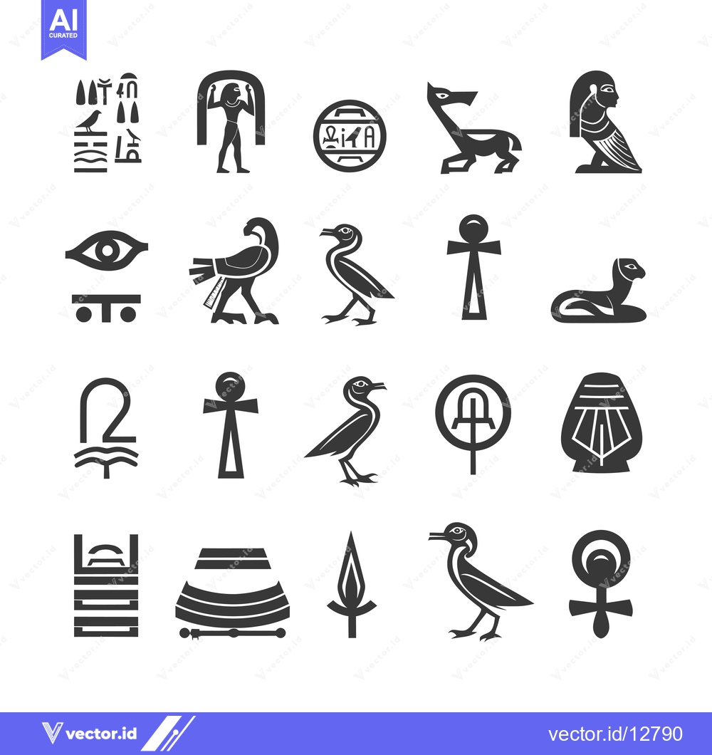 Premium Vector dari A Collection of Ancient Egyptian Symbols and Hieroglyphics