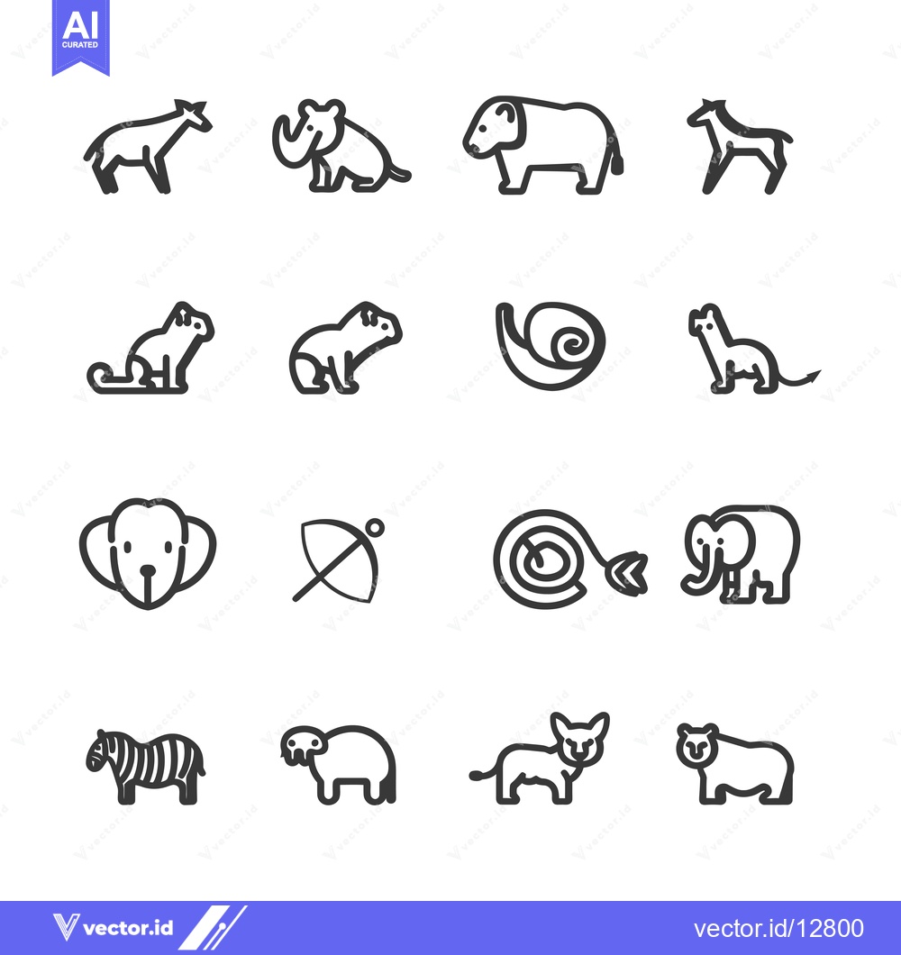 Premium Vector dari A Collection of Animal Outline Icons