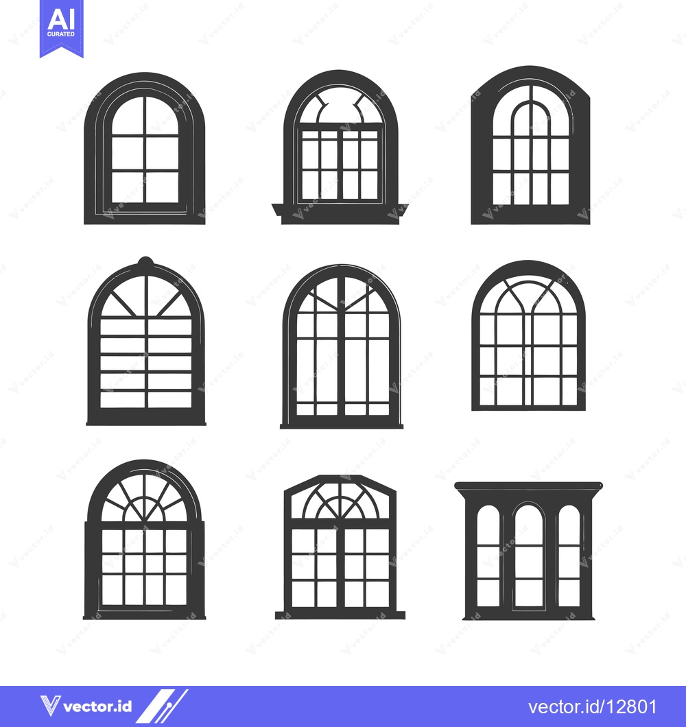 Premium Vector dari A Collection of Arched Window Silhouettes