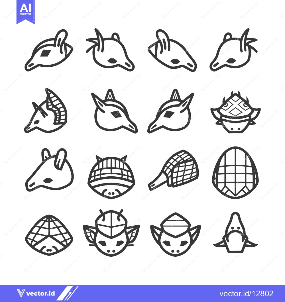 Premium Vector of A Collection of Armadillo Line Art Illustrations
