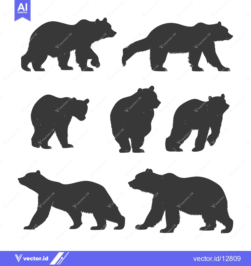 Premium Vector dari A Collection of Bear Silhouettes in Various Poses