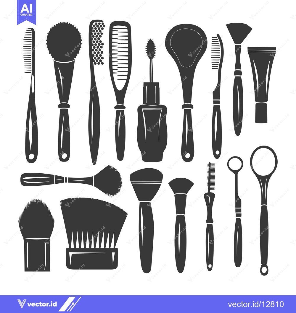Premium Vector of A Collection of Beauty and Hygiene Tools in Silhouette