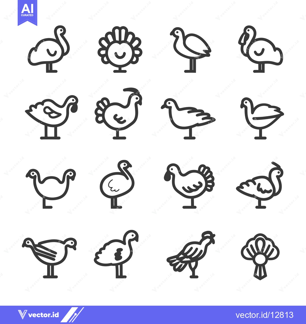 Premium Vector dari A Collection of Bird and Poultry Line Icons