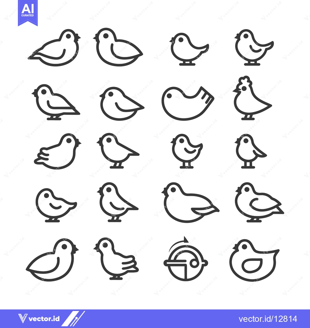 Premium Vector of A collection of bird illustrations with various poses and styles