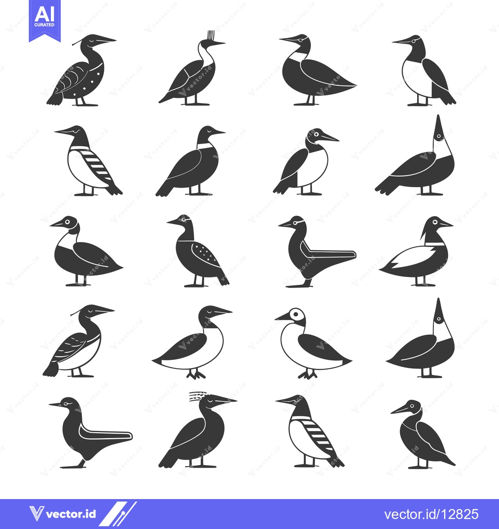 Premium Vector dari A Collection of Black and White Bird Silhouettes