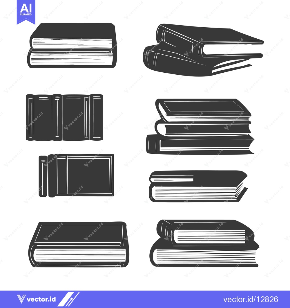 Premium Vector of A Collection of Black and White Book Illustrations