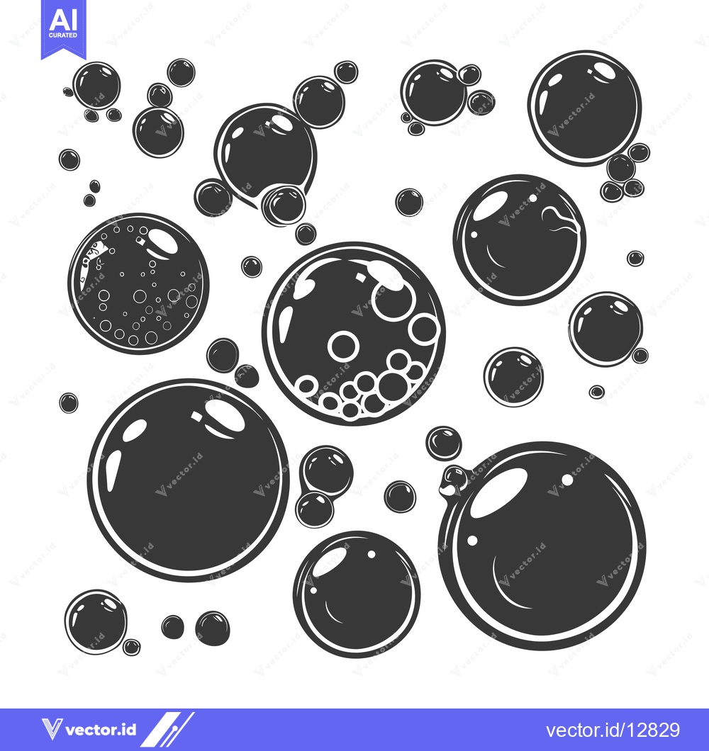 Premium Vector of A Collection of Black and White Bubbles of Varying Sizes