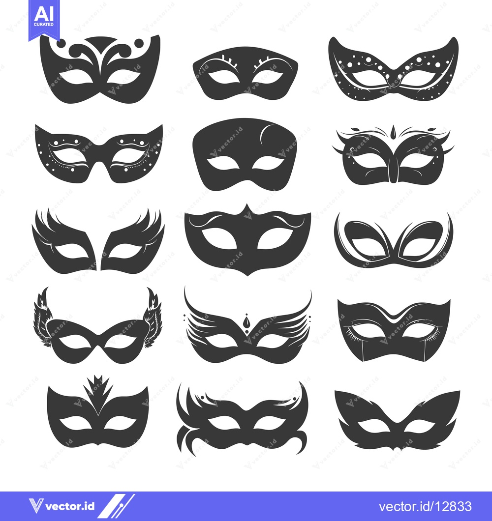 Premium Vector dari A Collection of Black and White Carnival Masks