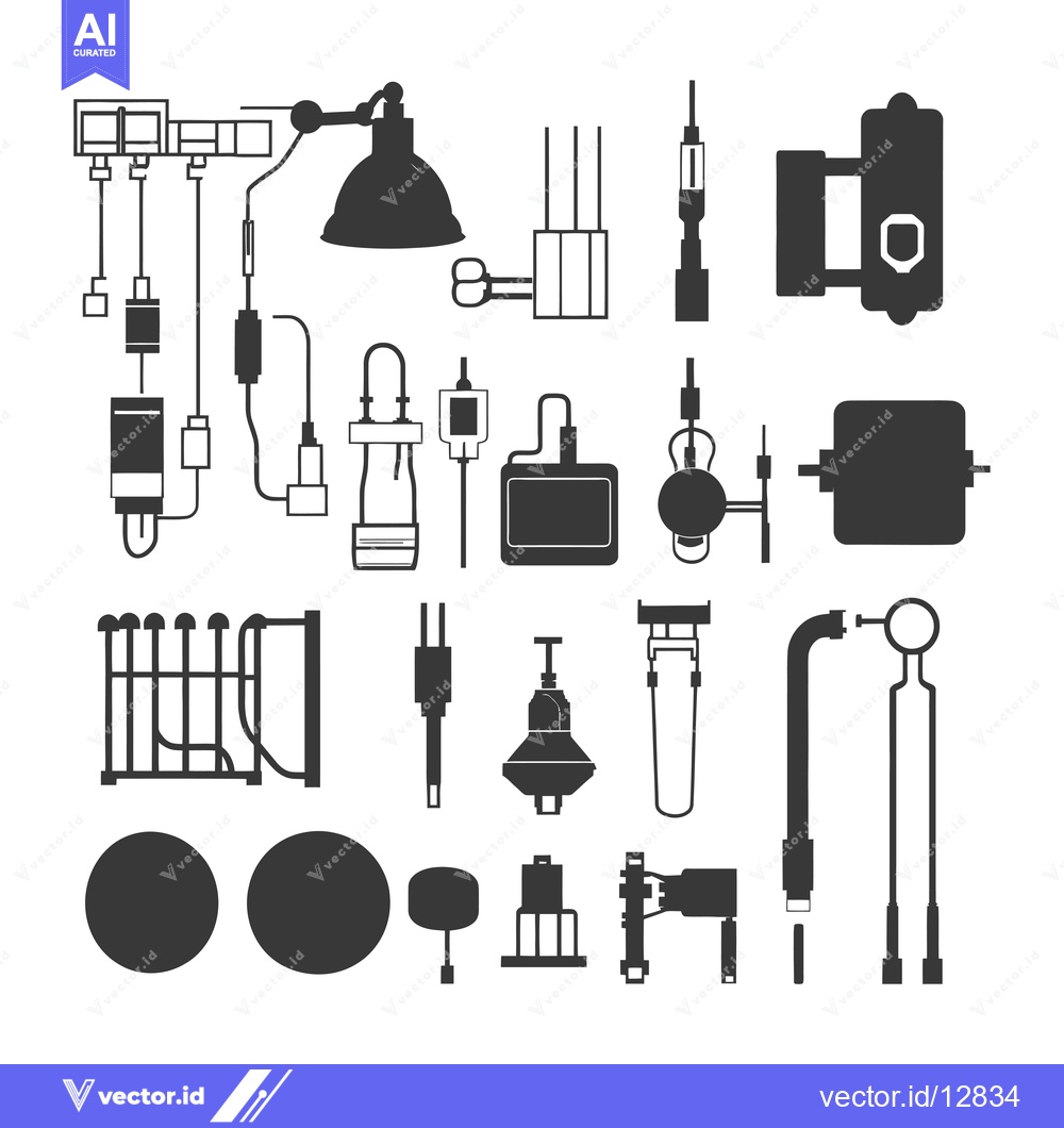 Premium Vector dari A collection of black and white car part icons