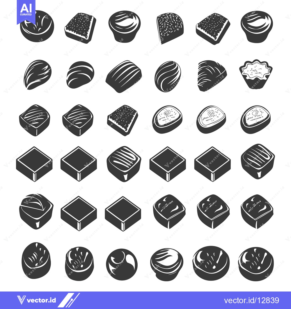 Premium Vector of A Collection of Black and White Chocolate Candies