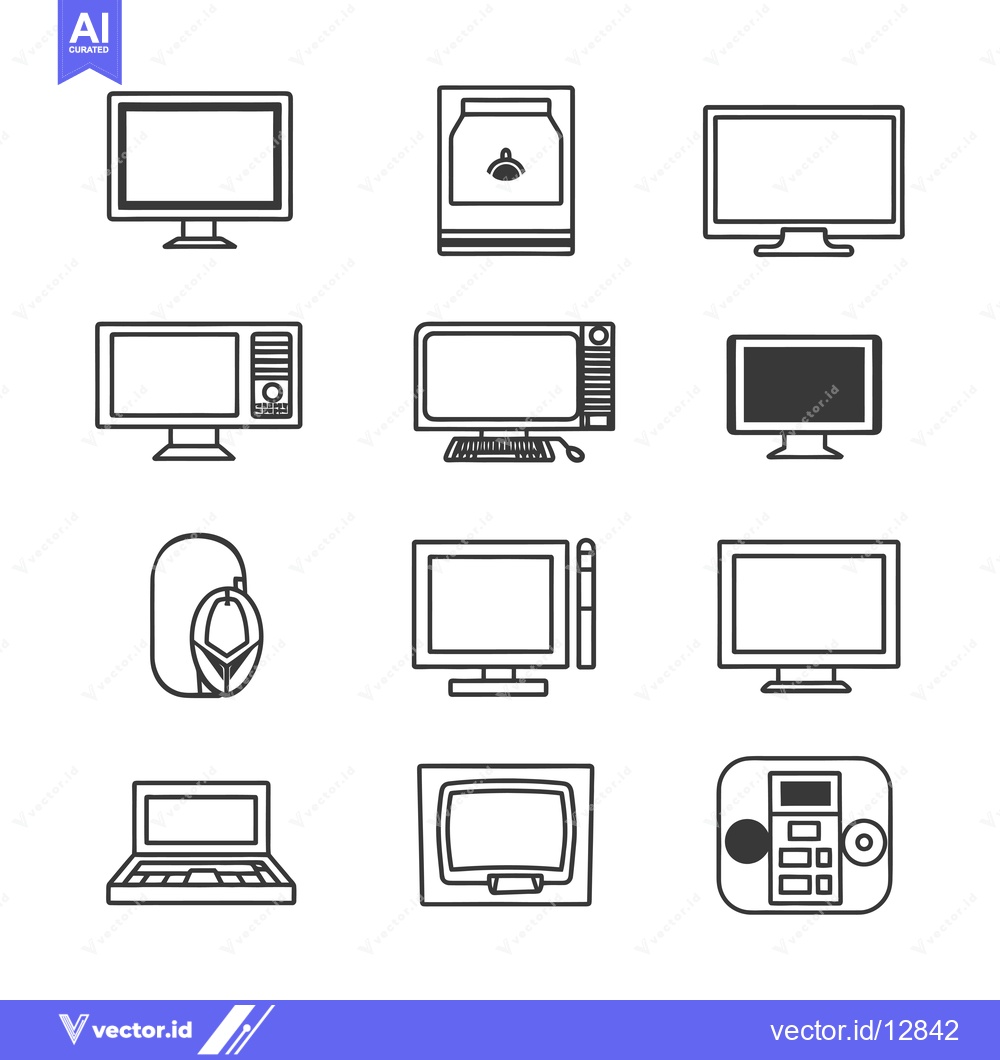 Premium Vector dari A Collection of Black and White Computer and Technology Icons