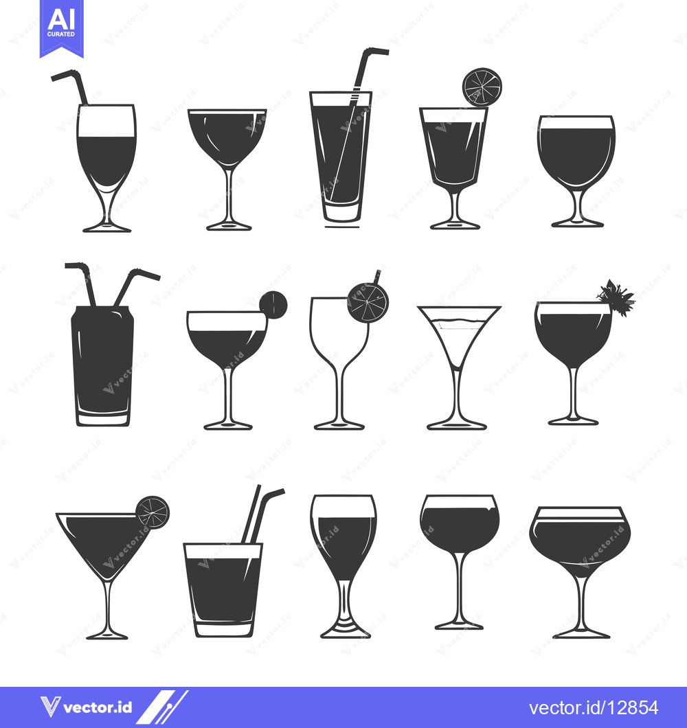 Premium Vector dari A Collection of Black and White Drinkware Icons