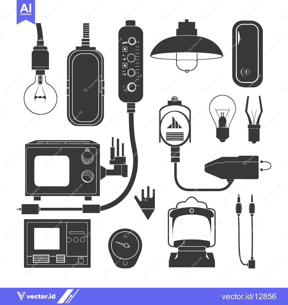 Premium Vector of A Collection of Black and White Electrical Devices