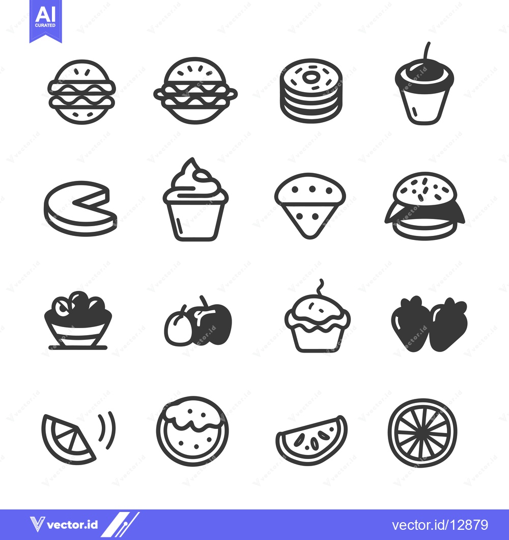 Premium Vector dari A Collection of Black and White Food Icons
