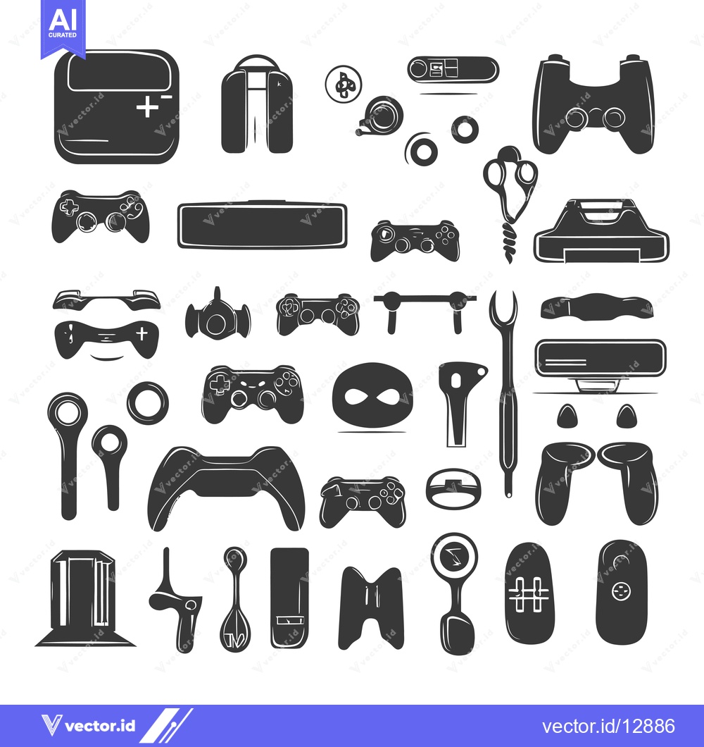 Premium Vector dari A Collection of Black and White Game Console and Controller Icons