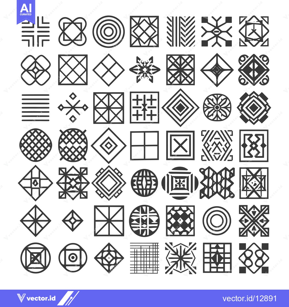 Premium Vector of A Collection of Black and White Geometric Patterns