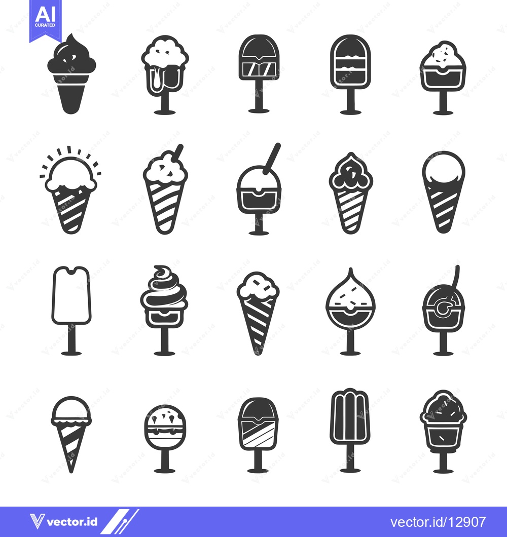 Premium Vector dari A Collection of Black and White Ice Cream Icons