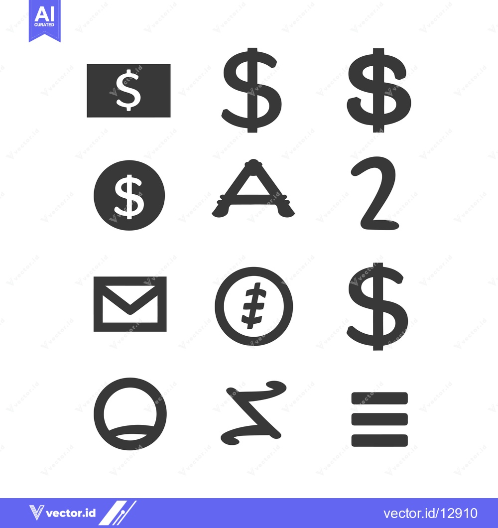 Premium Vector dari A Collection Of Black And White Icons Featuring The Dollar Sign Letter