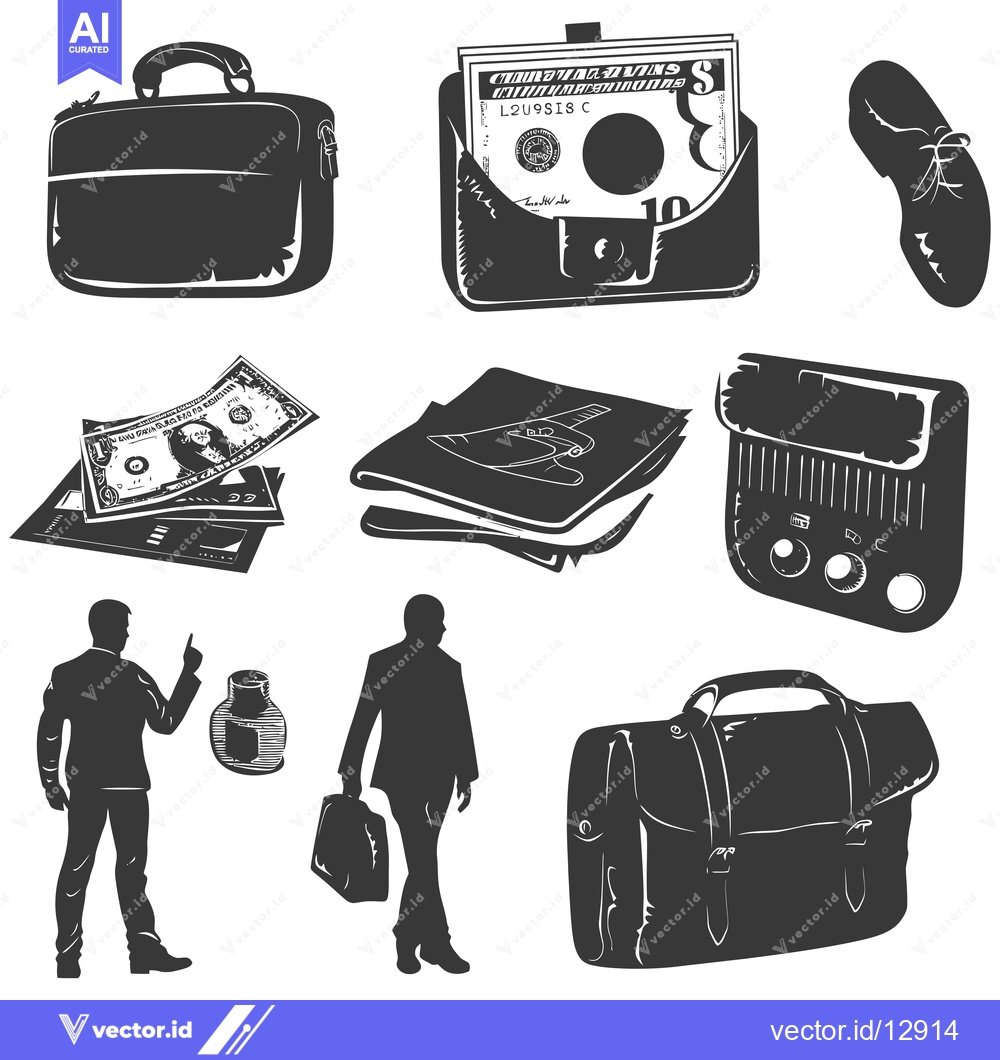 Premium Vector dari A Collection of Black and White Illustrations Featuring Various Busine