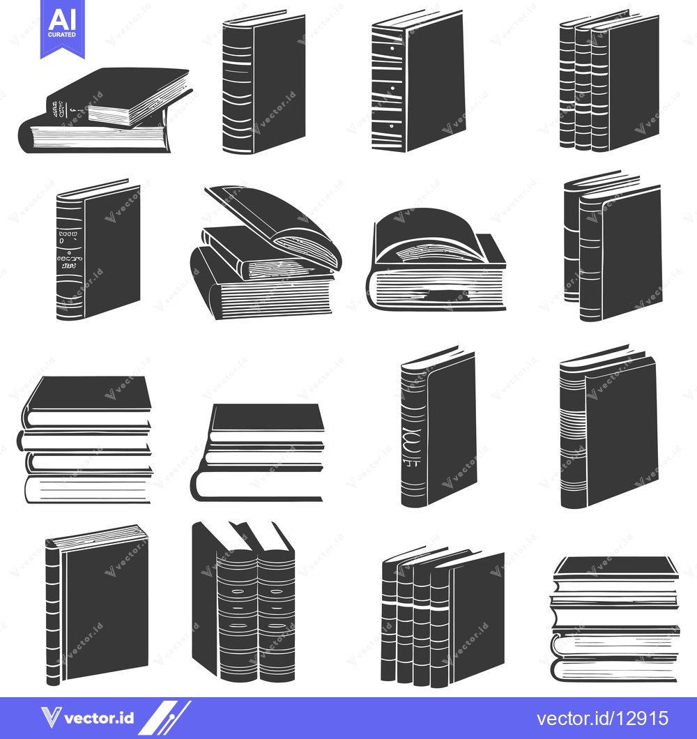 Premium Vector dari A Collection of Black and White Illustrations of Books